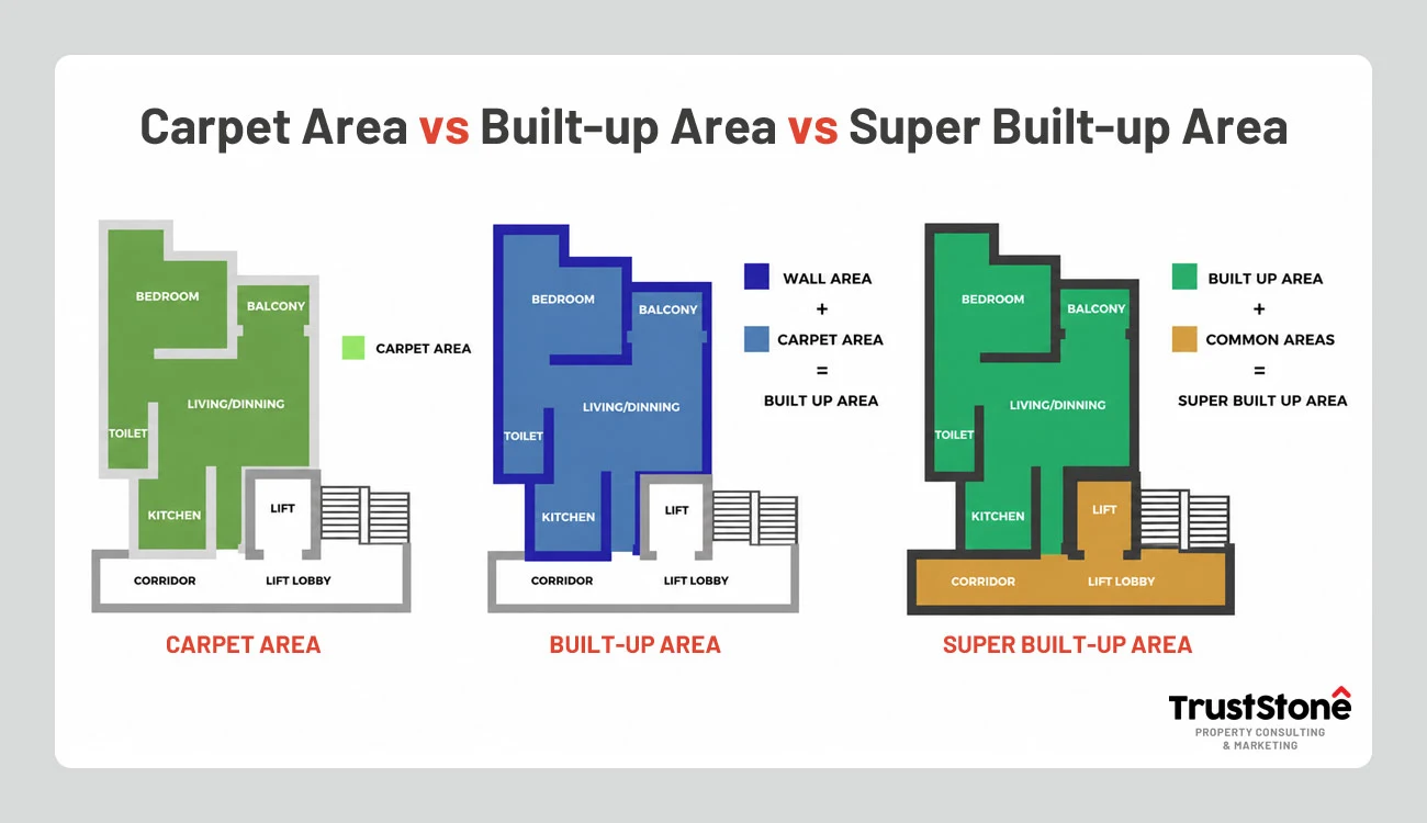 Carpet Area vs Built-Up Area vs Super Built-Up Area