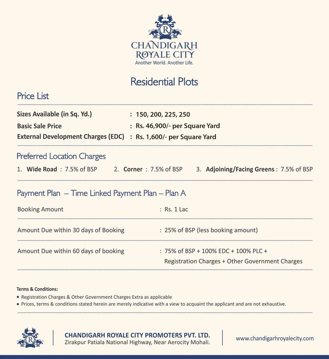 chandigarh royale city plots payment plan